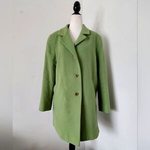 Pea Green Vintage 60s Cashmere Lambswool Peacoat Button Front Size XL
